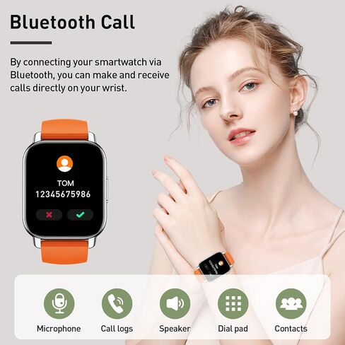 Smart Watch for Men Women, 1.85" Smartwatch (Answer/Make Calls), 112 Sports Modes Fitness Watch, IP68 Waterproof Watches Heart Rate/Sleep Monitor, Pedometer, Activity Tracker for Android iOS, Black in Saudi Arabia