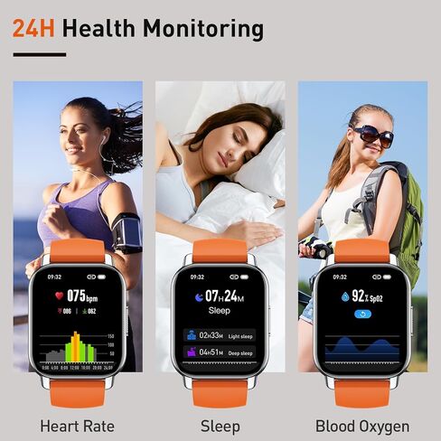 Smart Watch for Men Women, 1.85" Smartwatch (Answer/Make Calls), 112 Sports Modes Fitness Watch, IP68 Waterproof Watches Heart Rate/Sleep Monitor, Pedometer, Activity Tracker for Android iOS, Black in Saudi Arabia