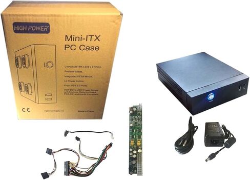 مجموعة أدوات نظام الكمبيوتر المكتبي/البرج/البرج/الكمبيوتر المكتبي HIGH POWER mITX-0DB بدون مروحة Mini ITX، باللون الأسود in Kuwait