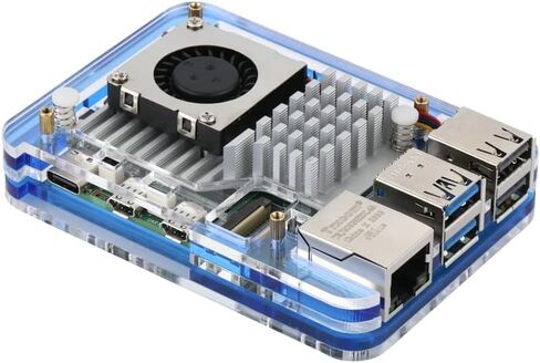 حافظة Raspberry Pi 5 من الأكريليك مع غلاف ABS مع مروحة تبريد لمبرد RPI 5 النشط (أسود) in Kuwait