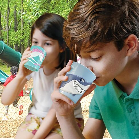 Lily's Home 3D Great Grey Hippo Tumbler for Kids, Fun Novelty Reusable Toddler and Kids Cup, Bathroom Rinse Cup, BPA-Free Plastic, Ideal for Kids 3-6, Unbreakable and Shutterproof.(2, Hippo) 10 Ounce in Saudi Arabia
