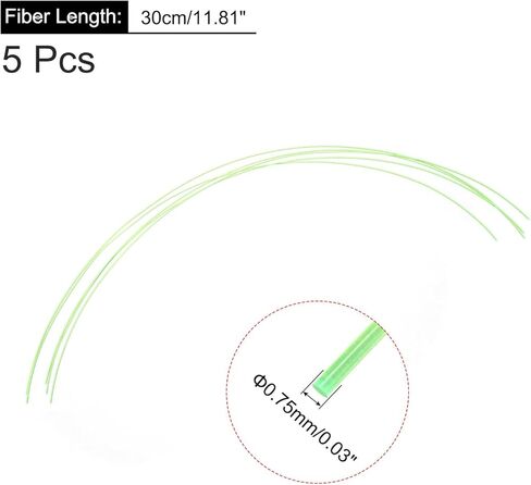 MECCANIXITY 5pcs Fiber Optic Rods P5 Plastic 0.5mmx30cm for Front Sight Filament Fluorescence Green in Saudi Arabia