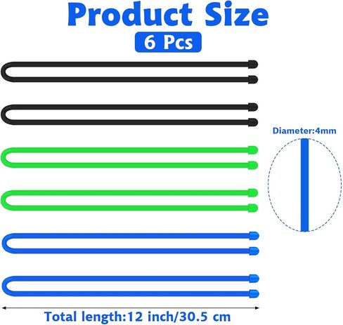 Sibba Cord Organizer Cable 6 PCS Computer Ties Wire Organizers Wraps Charging Cords Keeper Zip Straps Silicone Electrical Chord Storage Phone Management Strips Home Improvement Equipment Organization in Saudi Arabia