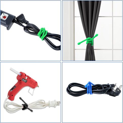Sibba Cord Organizer Cable 6 PCS Computer Ties Wire Organizers Wraps Charging Cords Keeper Zip Straps Silicone Electrical Chord Storage Phone Management Strips Home Improvement Equipment Organization in Saudi Arabia