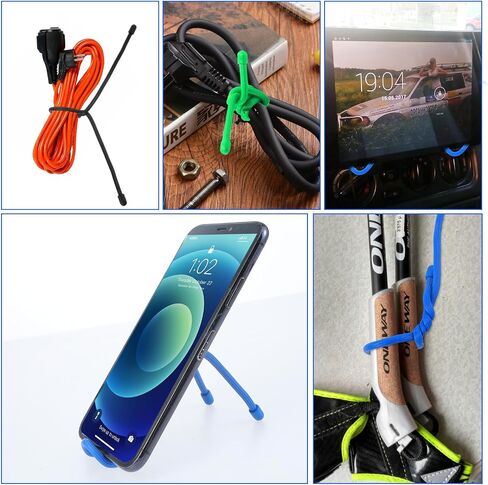 Sibba Cord Organizer Cable 6 PCS Computer Ties Wire Organizers Wraps Charging Cords Keeper Zip Straps Silicone Electrical Chord Storage Phone Management Strips Home Improvement Equipment Organization in Saudi Arabia