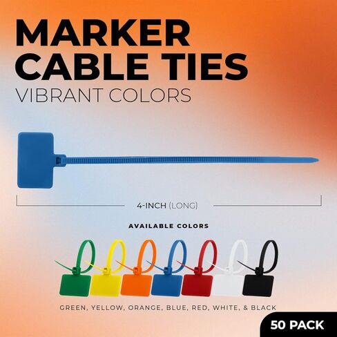 علامة ربطات عنق سلكية للتغليف وملصقات الكابلات - 50 عبوة من أربطة الرمز البريدي شديدة التحمل لإدارة الأسلاك، والحزم، والبستنة، وتنظيم المنزل والمكتب والمشروعات اليدوية (أسود) in Kuwait