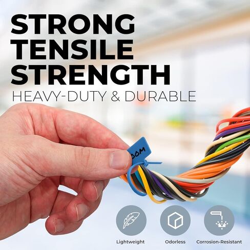 علامة ربطات عنق سلكية للتغليف وملصقات الكابلات - 50 عبوة من أربطة الرمز البريدي شديدة التحمل لإدارة الأسلاك، والحزم، والبستنة، وتنظيم المنزل والمكتب والمشروعات اليدوية (أسود) in Kuwait