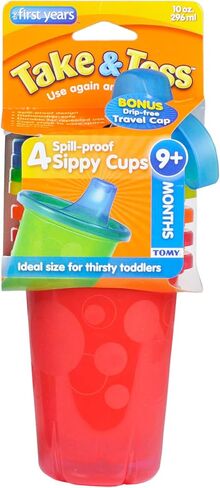 أكواب The First Years Take & Toss المقاومة للانسكاب، 10 أونصة، 9 أشهر+ 4 لكل قطعة in Kuwait