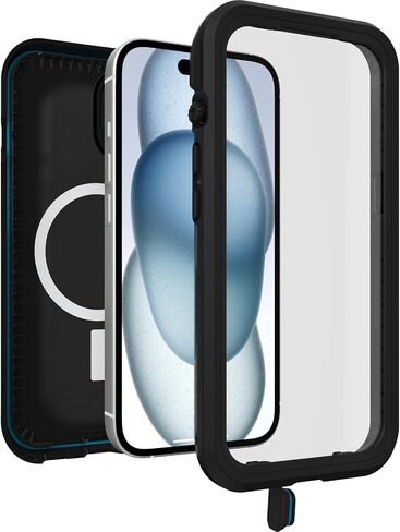OtterBox iPhone 15 (Only) FRĒ Series Waterproof Case with MagSafe (Designed by LifeProof) - BLACK, Waterproof, 60% Recycled Plastic, Sleek and Stylish in Saudi Arabia