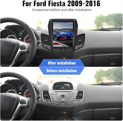 CAMECHO لراديو Ford Fiesta 2009-2016، ستيريو سيارة Android 13 مع بلوتوث، ملاحة GPS مدمجة، شاشة لمس 9.7 بوصة مشغل وسائط متعددة يدعم رابط المرآة، WiFi، راديو FM/RDS + كاميرا احتياطية in Kuwait