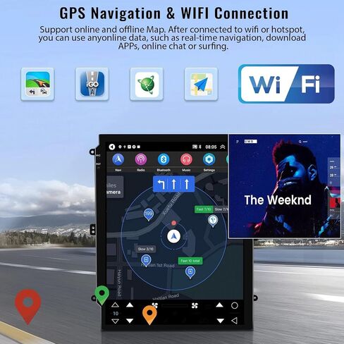 CAMECHO لراديو Ford Fiesta 2009-2016، ستيريو سيارة Android 13 مع بلوتوث، ملاحة GPS مدمجة، شاشة لمس 9.7 بوصة مشغل وسائط متعددة يدعم رابط المرآة، WiFi، راديو FM/RDS + كاميرا احتياطية in Kuwait