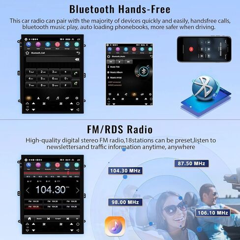CAMECHO لراديو Ford Fiesta 2009-2016، ستيريو سيارة Android 13 مع بلوتوث، ملاحة GPS مدمجة، شاشة لمس 9.7 بوصة مشغل وسائط متعددة يدعم رابط المرآة، WiFi، راديو FM/RDS + كاميرا احتياطية in Kuwait