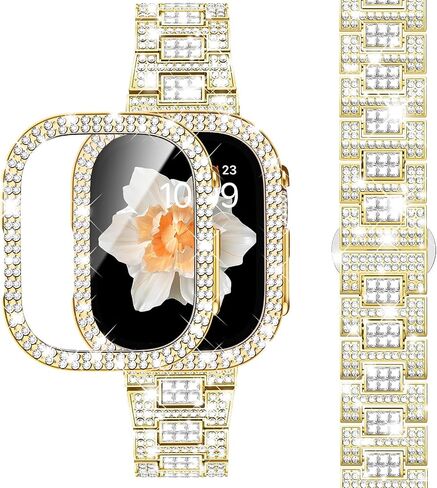 Dsytom Bling Stylish Bands Compatible with Apple Watch Band 45mm 44mm 42mm 41mm 40mm 38mm for Women, Cute Metal Jewelry Wristband Strap with Protective Case for iWatch Band Series 9 8 7 6 5 4 3 2 1 SE SE2 in Saudi Arabia
