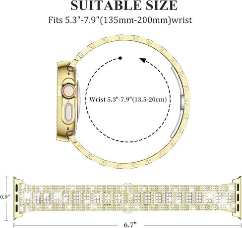 Dsytom Bling Stylish Bands Compatible with Apple Watch Band 45mm 44mm 42mm 41mm 40mm 38mm for Women, Cute Metal Jewelry Wristband Strap with Protective Case for iWatch Band Series 9 8 7 6 5 4 3 2 1 SE SE2 in Saudi Arabia