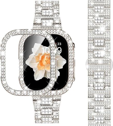 Dsytom Bling Stylish Bands Compatible with Apple Watch Band 45mm 44mm 42mm 41mm 40mm 38mm for Women, Cute Metal Jewelry Wristband Strap with Protective Case for iWatch Band Series 9 8 7 6 5 4 3 2 1 SE SE2 in Saudi Arabia