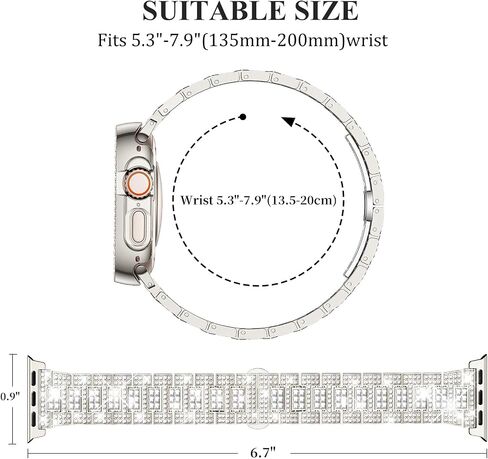 Dsytom Bling Stylish Bands Compatible with Apple Watch Band 45mm 44mm 42mm 41mm 40mm 38mm for Women, Cute Metal Jewelry Wristband Strap with Protective Case for iWatch Band Series 9 8 7 6 5 4 3 2 1 SE SE2 in Saudi Arabia