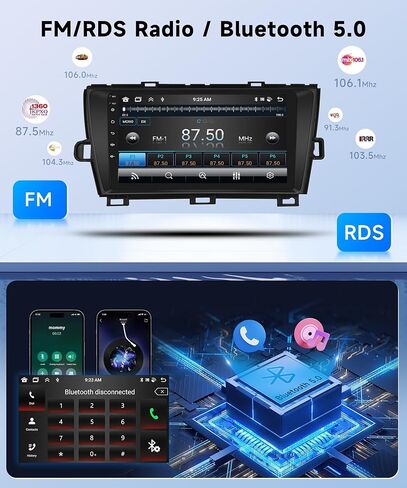 [8Core 4+64G]- for Toyota Prius 2010-2015 Android Car Stereo with Wireless Carplay Android Auto, 9" HD 1280 * 720P IPS Touchscreen Car Radio with GPS WiFi DSP Audio Bluetooth 5.0 SWC Backup Camera in Saudi Arabia