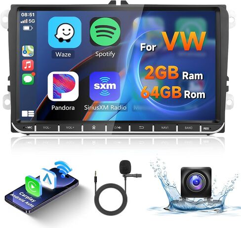 Hodozzy 2+64G ستيريو سيارة Android لسيارة VW Passat/Jetta/Golf/POLO/CADDY/BEETLE لمقعد Skoda مع Carplay اللاسلكي وAndroid Auto، راديو سيارة بشاشة تعمل باللمس 9 بوصة، بلوتوث GPS، WIFI، EQ، SWC، FM/RDS in Saudi Arabia