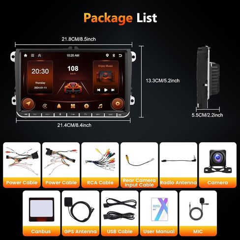 Hodozzy 2+64G ستيريو سيارة Android لسيارة VW Passat/Jetta/Golf/POLO/CADDY/BEETLE لمقعد Skoda مع Carplay اللاسلكي وAndroid Auto، راديو سيارة بشاشة تعمل باللمس 9 بوصة، بلوتوث GPS، WIFI، EQ، SWC، FM/RDS in Saudi Arabia