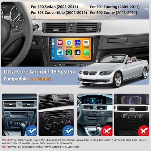 4G+64G Car Stereo Radio for BMW 3 E90 E91 E92 E93 (2005-2011) with Wireless Apple CarPlay Android Auto 9" IPS Touch Screen Android 13 Radio with DSP Bluetooth 5.0 GPS Navigation WiFi FM Backup Camera in Saudi Arabia