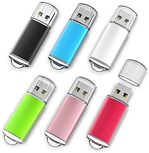 6 عبوات من محركات أقراص فلاش USB سعة 16 جيجابايت USB 2.0 محرك أقراص الإبهام، محرك أقراص فلاش - أسود/أحمر/أزرق/فضي/أخضر/ذهبي (16 جيجابايت، 6 ألوان مختلطة) in Saudi Arabia