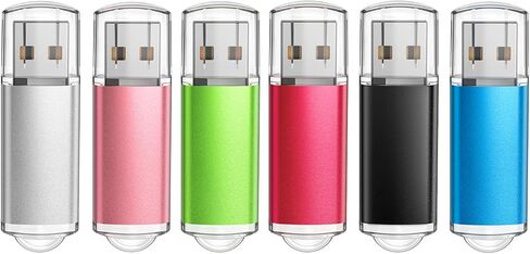 6 عبوات من محركات أقراص فلاش USB سعة 16 جيجابايت USB 2.0 محرك أقراص الإبهام، محرك أقراص فلاش - أسود/أحمر/أزرق/فضي/أخضر/ذهبي (16 جيجابايت، 6 ألوان مختلطة) in Kuwait