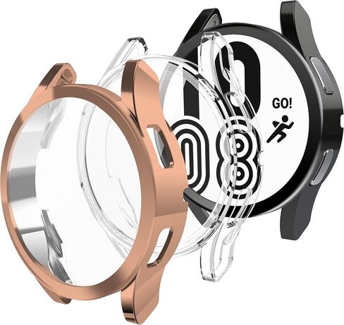 YMHML [3 عبوات] متوافق مع حافظة حماية شاشة Samsung Galaxy Watch 4 مقاس 40 مم، حافظة مرنة مضادة للخدش من مادة TPU شاملة وغطاء واقٍ ناعم (أسود/شفاف/ذهبي وردي، 40 مم) in Kuwait