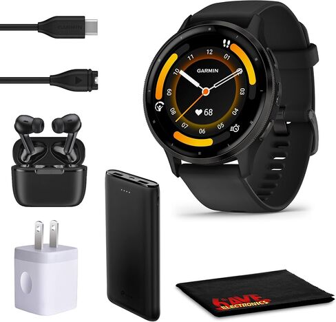 ساعة Garmin Venu 3 الذكية لتتبع اللياقة والصحة مع إطار من الفولاذ المقاوم للصدأ وحافظة سوداء مقاس 45 ملم وسوار سيليكون وشاشة لمس AMOLED مقاس 1.4 بوصة in Saudi Arabia