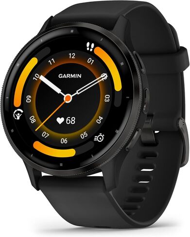 ساعة Garmin Venu 3 الذكية لتتبع اللياقة والصحة مع إطار من الفولاذ المقاوم للصدأ وحافظة سوداء مقاس 45 ملم وسوار سيليكون وشاشة لمس AMOLED مقاس 1.4 بوصة in Saudi Arabia