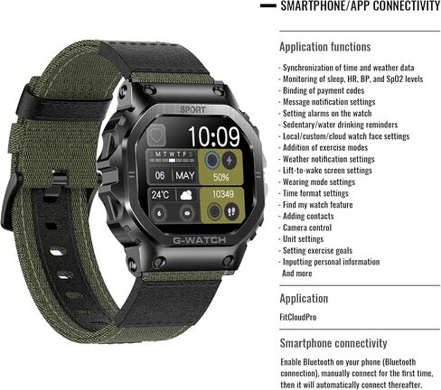 ساعة ذكية عسكرية للرجال والنساء 1.57 بوصة ساعة ذكية رياضية خارجية مع الرد/إجراء المكالمات، ساعة اللياقة البدنية، أكسجين الدم، معدل ضربات القلب ومراقبة النوم متوافقة مع هواتف iPhone وAndroid in Kuwait