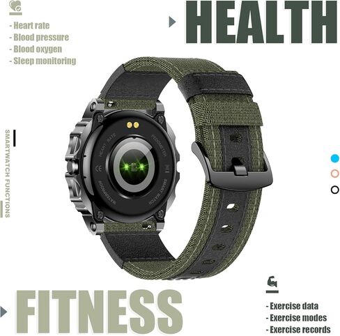 ساعة ذكية عسكرية للرجال والنساء 1.57 بوصة ساعة ذكية رياضية خارجية مع الرد/إجراء المكالمات، ساعة اللياقة البدنية، أكسجين الدم، معدل ضربات القلب ومراقبة النوم متوافقة مع هواتف iPhone وAndroid in Kuwait