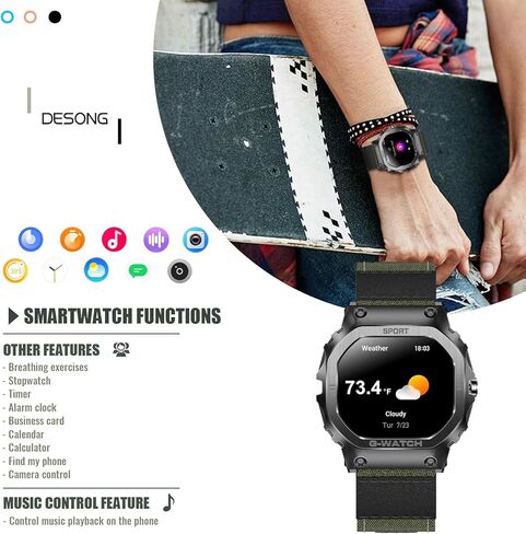 ساعة ذكية عسكرية للرجال والنساء 1.57 بوصة ساعة ذكية رياضية خارجية مع الرد/إجراء المكالمات، ساعة اللياقة البدنية، أكسجين الدم، معدل ضربات القلب ومراقبة النوم متوافقة مع هواتف iPhone وAndroid in Kuwait