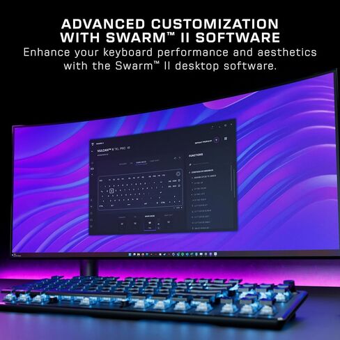 Turtle Beach Vulcan II Mini 65% Optical Gaming Keyboard - Customizable RGB Illumination, Detachable Cable, Button Duplicator, On-Board Profiles, Aluminum Plate, 200M Keystroke Durability - Black in Saudi Arabia