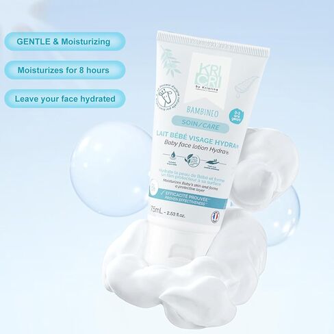 مرطب وجه الأطفال - لوشن مرطب للوجه للأطفال والمراهقين - العناية بالبشرة للأطفال بمكونات نباتية عضوية - كريم وجه نهاري/ليلي للبشرة الجافة أو الحساسة -2.53 أونصة سائلة، 75 مل in Kuwait