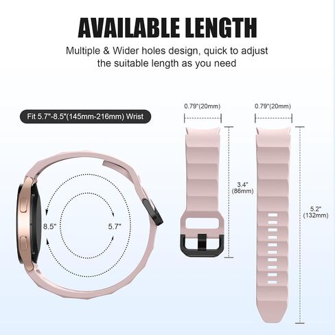 Maledan No Gap Bands Compatible with Samsung Galaxy Watch 7 FE 6 4 5 Band 40 44mm, Galaxy Watch 5 Pro Band 45mm, Galaxy Watch 4 6 Classic Band, 20mm Soft Silicone Sport Strap Replacement Women Men in Saudi Arabia