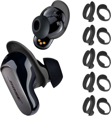[5 أزواج] أغطية أطراف الأذن لسماعات الأذن Bose QuietComfort II & Ultra، ملحقات رأس الأذن الرياضية المضادة للانزلاق من السيليكون WOFRO المضادة للانزلاق ومضادة للخدوش لسماعات الأذن الجديدة Bose QuietComfort Ultra/2 (أسود) in Kuwait