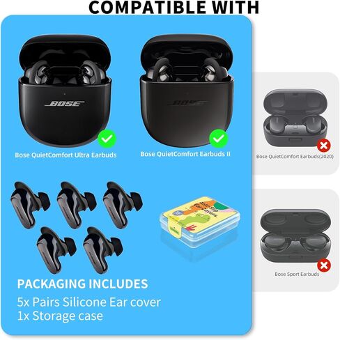 [5 أزواج] أغطية أطراف الأذن لسماعات الأذن Bose QuietComfort II & Ultra، ملحقات رأس الأذن الرياضية المضادة للانزلاق من السيليكون WOFRO المضادة للانزلاق ومضادة للخدوش لسماعات الأذن الجديدة Bose QuietComfort Ultra/2 (أسود) in Kuwait