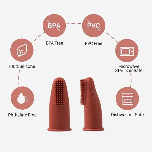 Chippi & Co Baby Silicone Finger Toothbrush BPA Free Dental Care for Newborn Baby Boy Girl 0 3 6 Sensory Development Toy (Caramel) in Saudi Arabia
