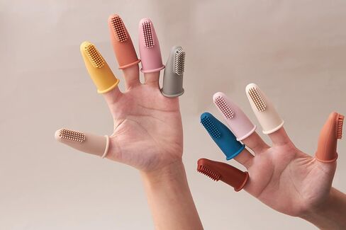 Chippi & Co Baby Silicone Finger Toothbrush BPA Free Dental Care for Newborn Baby Boy Girl 0 3 6 Sensory Development Toy (Caramel) in Saudi Arabia