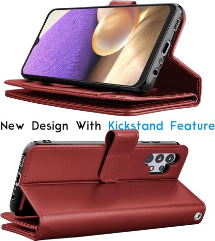 Galaxy A32 5G Case, Galaxy A32 5G Wallet Case, Tekcoo Luxury PU Leather Cash Credit Card Slots Holder Carrying Folio Flip Cover [Detachable Magnetic Hard Case] Kickstand for Samsung A32 5G [Rose Gold] in Saudi Arabia