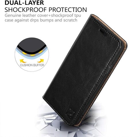 حافظة محفظة Belemay iPhone Xs Max، حافظة من الجلد الطبيعي بغطاء قلاب قابل للطي [حافظة داخلية ناعمة متينة] فتحات لحامل البطاقات، مسند، جيوب للنقود متوافقة مع iPhone Xs Max (6.5 بوصة)، بني in Kuwait