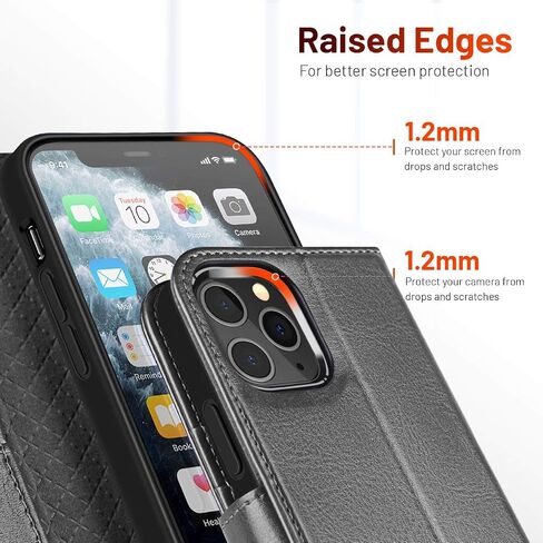 OCASE Compatible with iPhone 12 Pro Max Wallet Case, PU Leather Flip Folio Case with Card Holders RFID Blocking Kickstand [Shockproof TPU Inner Shell] Phone Cover 6.7 Inch (Black) in Saudi Arabia