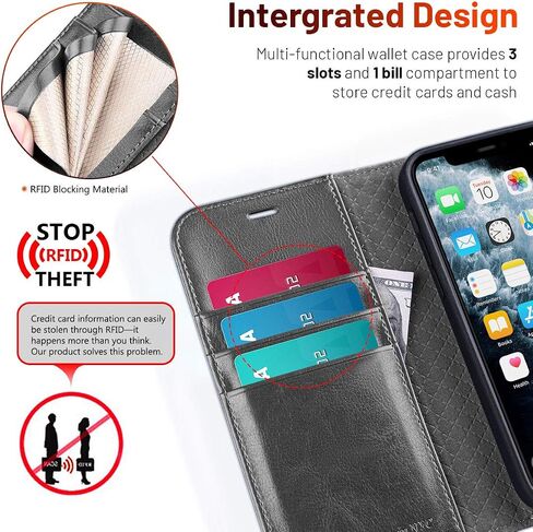 OCASE Compatible with iPhone 12 Pro Max Wallet Case, PU Leather Flip Folio Case with Card Holders RFID Blocking Kickstand [Shockproof TPU Inner Shell] Phone Cover 6.7 Inch (Black) in Saudi Arabia