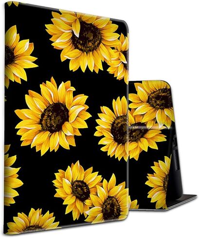 حافظة لجهاز Amazon Kindle الجيل العاشر 2019 بنمط عباد الشمس باللون الأسود مع ملصق سلحفاة لطيف وغطاء واقٍ خفيف الوزن مقاوم للصدمات لجهاز Kindle الجديد تمامًا الجيل العاشر 2019 in Kuwait