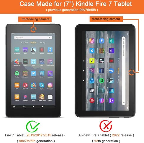Dteck Case Fits for Kindle Fire 7 Tablet (7 Inch) (9th/7th/5th Generation, 2019/2017/2015 Release) - Shockproof Protective Leather Magnetic Case with Stand/Hand Strap, Smart Flip Cover (Pink Blue) in Saudi Arabia
