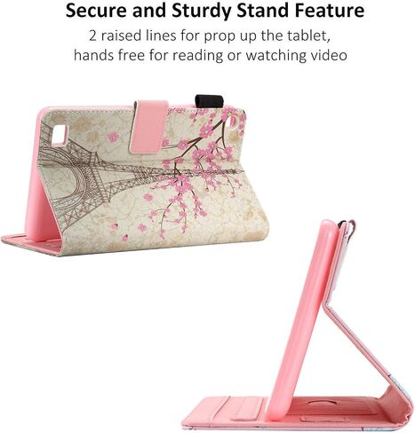 Dteck Case Fits for Kindle Fire 7 Tablet (7 Inch) (9th/7th/5th Generation, 2019/2017/2015 Release) - Shockproof Protective Leather Magnetic Case with Stand/Hand Strap, Smart Flip Cover (Pink Blue) in Saudi Arabia