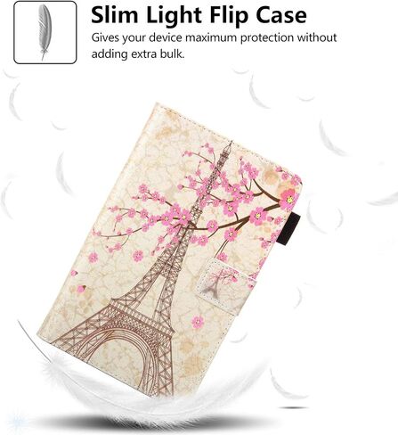 Dteck Case Fits for Kindle Fire 7 Tablet (7 Inch) (9th/7th/5th Generation, 2019/2017/2015 Release) - Shockproof Protective Leather Magnetic Case with Stand/Hand Strap, Smart Flip Cover (Pink Blue) in Saudi Arabia
