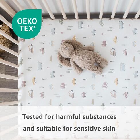 Organic Crib Sheets for Boys, Girls - Jersey Fitted Crib Sheet, Baby Crib Sheets Neutral, Crib Mattress Sheet, Cotton Crib Sheets, Breathable Crib Sheet, Baby Mattress Sheets (Farm Animals) in Saudi Arabia