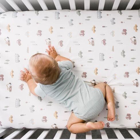 Organic Crib Sheets for Boys, Girls - Jersey Fitted Crib Sheet, Baby Crib Sheets Neutral, Crib Mattress Sheet, Cotton Crib Sheets, Breathable Crib Sheet, Baby Mattress Sheets (Farm Animals) in Saudi Arabia
