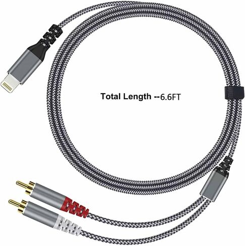 [معتمد من MFi] متوافق مع محول صوت كابل Lightning إلى RCA، وكابل 4FT iOS إلى 2RCA، مقسم Y ستيريو Hi-Fi لأجهزة i-Phone/i-Pad إلى السيارة، وستيريو المنزل، ومكبر الصوت، ومكبرات الصوت لا تدعم التسجيل in Kuwait